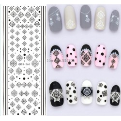DS265 Design Water Transfer Nails Art Sticker Winter Style Black Snowflake Nail Wraps Sticker Watermark Fingernails Decals