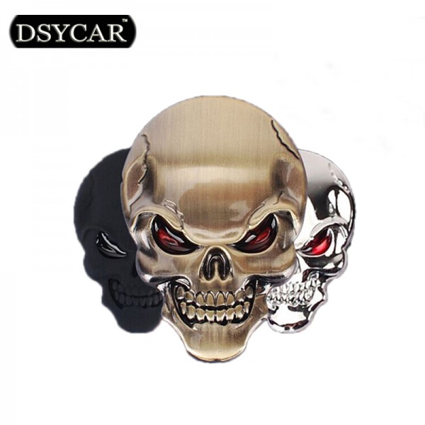 DSYCAR 3D Metal Skull Motorcycle Bike Car Sticker Logo Emblem Badge Decals Car Styling for Fiat Bmw Ford Lada Audi opel volvo VW
