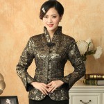 Dark Green Autumn Winter New Women Jacket Chinese Style Satin Coat Flower Tang Suit Top Female Overcoat S M L XL XXL XXXL M-21
