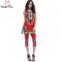 Dashiki dress 2016 Summer Women sexy Bohemian Robe Femme Africa Print Indian Style Two piece set roupas feminina