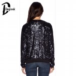 DayLook Autumn Bomber Jacket Women Black Blingbling Sequin Jacket Long Sleeve Open Stitch Women Basic Coats Plus Size XS-XXL 