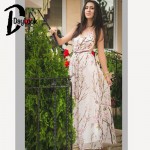 DayLook Sexy Summer Women Maxi Dress Sakura Floral Print Spaghetti Strap V-neck Backless Chiffon Beach Dress Vestidos Femininas