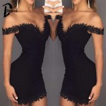 Daylook Summer Dress V-neck 2016 Women Fashion Off Shoulder Lace Bodycon Party Dress 2 Colors Plus Size S-XL Vestidos Femininas