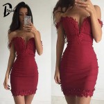 Daylook Summer Dress V-neck 2016 Women Fashion Off Shoulder Lace Bodycon Party Dress 2 Colors Plus Size S-XL Vestidos Femininas