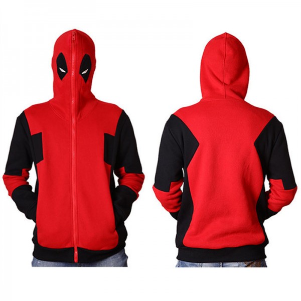 Deadpool Sweatshirt 2016 Winter Fashion Mens Hoodies Red Streetwear Superhero Cosplay Full Zipper Deadpool Hoodies For Men   