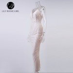 Deep V Neck White Lace Sexy Dress Women Strap Backless Maxi Long Dresses Split Back Evening Party Club Girls Dress Vestidos