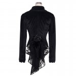 Devil Fashion Goth Rock Black Dark Wear Swallow Tail Short Jacket for Women Metal Retro Medieval Dovetail Coat with Lace Flower