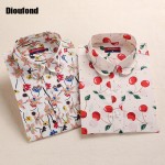 Dioufond Floral Shirts Women Blouses Blouse Cotton Blusa Feminina Long Sleeve Shirt Women Tops And Blouses 2016 New Fashion 5XL