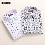 Dioufond Floral Shirts Women Blouses Blouse Cotton Blusa Feminina Long Sleeve Shirt Women Tops And Blouses 2016 New Fashion 5XL