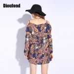 Dioufond Spring Women Summer Dress Female Long Sleeve Paisley Print Boho Beach Dress Casual Loose Short Mini Dress vestido 2017