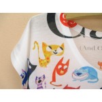 Doodle Cats print Tshirt ladies Novelty pattern t-shirts womens fashion summer dress big size tops tees short sleeved clothing