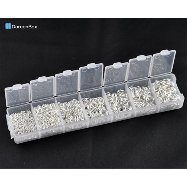 Doreen Box Lovely 1500 PCs  Silver color Open Jump Rings 3mm-8mm (B08915)