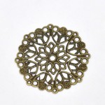 Doreen Box Lovely 50 Bronze Tone Filigree Flower Wraps Connectors 35mm (B14745)