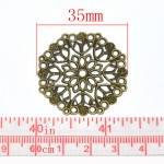 Doreen Box Lovely 50 Bronze Tone Filigree Flower Wraps Connectors 35mm (B14745)