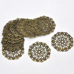 Doreen Box Lovely 50 Bronze Tone Filigree Flower Wraps Connectors 35mm (B14745)