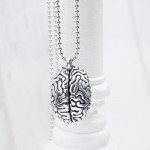 DoreenBeads New Fashion Necklace Ball Chain Antique Silver Cerebrum /Brain Human Body Pendant 70.0cm(27 4/8") long, 1 Piece