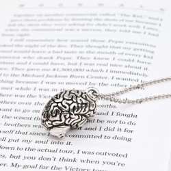DoreenBeads New Fashion Necklace Ball Chain Antique Silver Cerebrum /Brain Human Body Pendant 70.0cm(27 4/8") long, 1 Piece