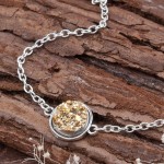 DoreenBeads Resin Druzy /Drusy Bracelets Silver color & Antique Silver Green Round 17cm(6 6/8") long Boho Woman, 1 Piece