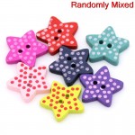 DoreenBeads Wood Sewing Button Scrapbooking Stars Mixed Two Holes Dot Pattern 16.0mm( 5/8") x 15.0mm( 5/8"), 20 PCs 2015 new