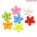DoreenBeads Wood Sewing Buttons Scrapbooking Flower 2 Holes At Random 14x15mm,20PCs 2015 new