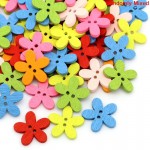 DoreenBeads Wood Sewing Buttons Scrapbooking Flower 2 Holes At Random 14x15mm,20PCs 2015 new