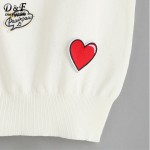 Dotfashion 2016 Summer Style Clothing Woman's Casual Tank Top  White Applique V Neck Sleeveless Fashion Tank