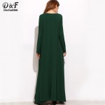 Dotfashion Casual Dresses for Woman Spring Women Asymmetrical Shirt Dress Green Long Sleeve Shift Maxi Dress 