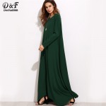 Dotfashion Casual Dresses for Woman Spring Women Asymmetrical Shirt Dress Green Long Sleeve Shift Maxi Dress 