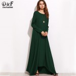 Dotfashion Casual Dresses for Woman Spring Women Asymmetrical Shirt Dress Green Long Sleeve Shift Maxi Dress 