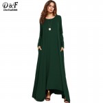 Dotfashion Casual Dresses for Woman Spring Women Asymmetrical Shirt Dress Green Long Sleeve Shift Maxi Dress 