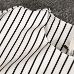 Double puppet 2017 new autumn Literature stripe show shin casual dress o-neck three-quarter loose straight women 563002