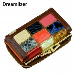 Dreamlizer 3 Fold Fashion Genuine Leather Women Wallets Patchwork Hasp Coin Pocket Female Clutch Women Purse Wallet