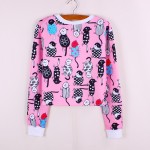 Dressed Cats print girls cropped pullover casual women's sweatshirts fashion hip hop ladies tracksuit Harajuku style clothing