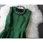 Dresses  summer dress   Ladies Slim big green fold dress + send pearl necklace   party dresses