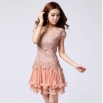 Dresses 2016 Women Summer Dress Chiffon Elegant Princess Crochet Lace Dress Vintage Evening Party Short Sleeve Casual Dress