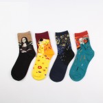 Dropshipping New Fashion Cotton Art Oil Painting Harajuku Washington Davi Male Female Cupid Retro Style women socks Men Socks