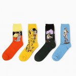Dropshipping New Fashion Cotton Art Oil Painting Harajuku Washington Davi Male Female Cupid Retro Style women socks Men Socks