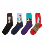 Dropshipping New Fashion Cotton Art Oil Painting Harajuku Washington Davi Male Female Cupid Retro Style women socks Men Socks
