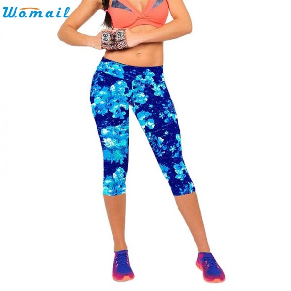 Durable 2017 6 color  leggings women High Waist Fitness Workout Pants Printed Stretch Cropped Leggings