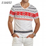 E-BAIHUI brand summer style t shirt Fashion Men's clothing casual T Shirts man Cotton tops tees V-neck t shirts Y026