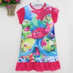 EABoutique cotton fabric girls dress cartoon princess Moana Trolls double printed ruffles style kids clothing for 4-10 year old