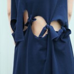 [EAM] 2017 Spring Summer Fashion New Korean Style O-neck Hollow Out Hem Sleeveless Dress Woman 1017A1
