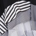 [EAM] 2017 new spring round neck long sleeve  black split joint striped dress women fashion tide all-match HAA3931