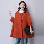 [EAM] 2017 spring new version of the Korean version plus size women's bat sleeve windbreaker long cardigan jacket EV635