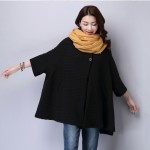 [EAM] 2017 spring new version of the Korean version plus size women's bat sleeve windbreaker long cardigan jacket EV635