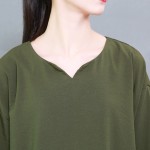 [EAM] Plus size 2017 Spring Fashion New Vintage Flare Sleeves Solid Color Loose Big size Dress Woman Y08901