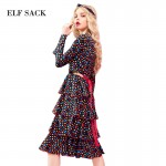 ELF SACK New Brand Spring Retro Boho Long Dress Female Sexy Reffles Hollow Out Party Maxi Dresses One-piece Free Shipping