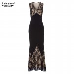ELIACHER Maxi Plus Size Women Floor-Length Black White Autumn Lace Dress High Waist Sexy See Through Floral Vestido 8817
