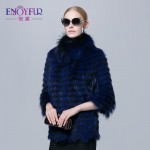 ENJOYFUR new real silver fox fur strip coat  for winter women outwear fur jacket 2016 Russian high-end female real fur coat