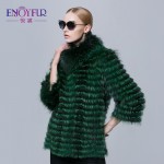 ENJOYFUR new real silver fox fur strip coat  for winter women outwear fur jacket 2016 Russian high-end female real fur coat